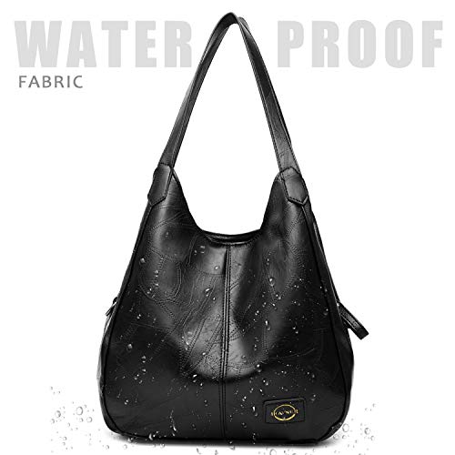 Handbag for Women 3 Compartments Faux Leather Hobo bag Multiple Pocket Shoulder bag Tote Purse - Image 5