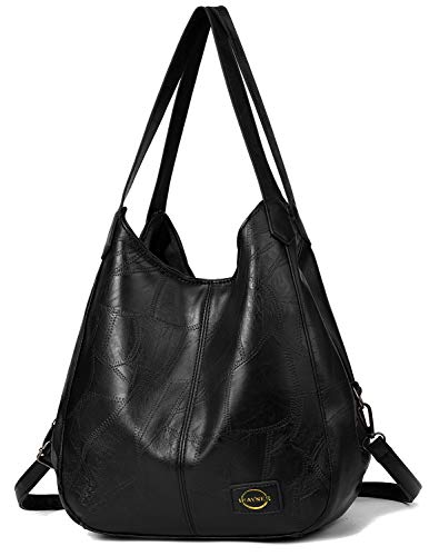 Handbag for Women 3 Compartments Faux Leather Hobo bag Multiple Pocket Shoulder bag Tote Purse