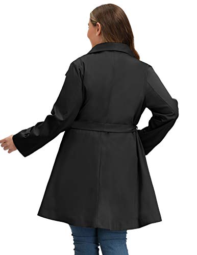 Hanna Nikole Women's Plus Size Lapel Trench Coat Belted Lightweight Long Outerwear Jacket - Image 3