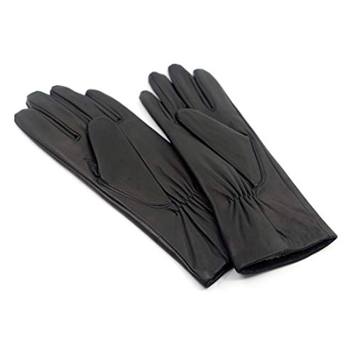Harssidanzar Women's Leather Winter Gloves,Genuine Lambskin Leather Lined Cashmere Warm Driving Gloves For Women GL006 - Image 5