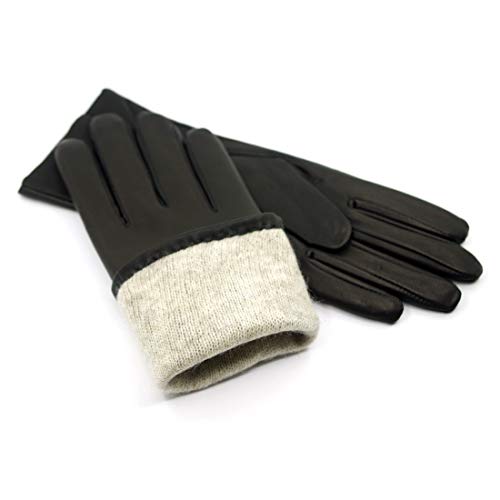 Harssidanzar Women's Leather Winter Gloves,Genuine Lambskin Leather Lined Cashmere Warm Driving Gloves For Women GL006 - Image 6