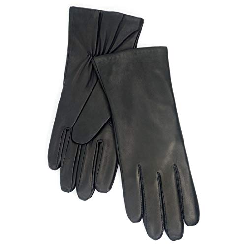 Harssidanzar Women's Leather Winter Gloves,Genuine Lambskin Leather Lined Cashmere Warm Driving Gloves For Women GL006