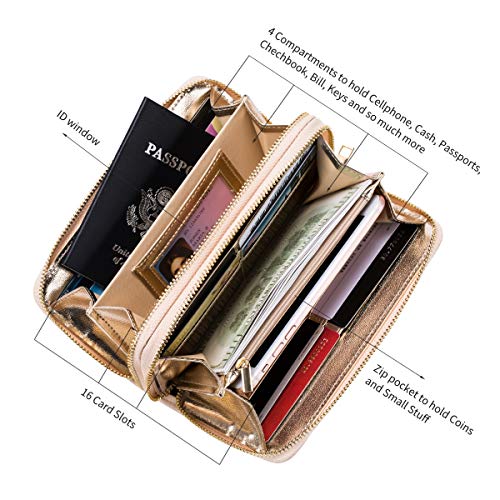 Heaye Unicorn Wallet Hollow Floral Wristlet Zip Around Pouch with Perforated Stud - Image 4