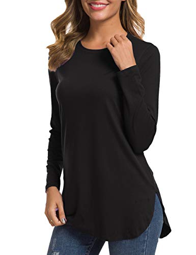 Herou Women's Casual Long Sleeve T Shirt Crewneck With Side Split Fall Pullover Loose Tunic Sweater Tops - Image 4