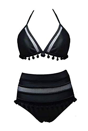 Heymiss Womens High Waisted Bikini Set Stripe Tassel Halter Two Pieces Swimsuits - Image 5