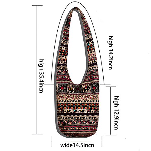 Hippie Crossbody Bag Thai Top Zip Hobo Sling Bag Handmade Hipster Messenger Bag - Image 5