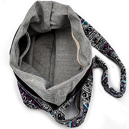 Hippie Crossbody Bag Thai Top Zip Hobo Sling Bag Handmade Hipster Messenger Bag - Image 6