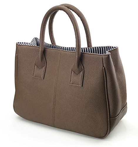 Hoxis Classical Office Lady Minimalist Pebbled Faux Leather Handbag Tote/Magnetic Snap Purse (Coffe) - Image 3