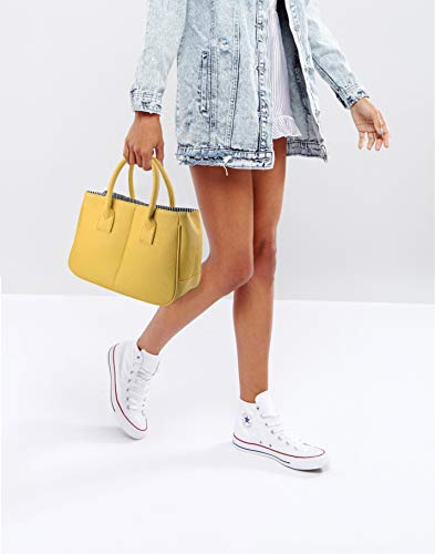 Hoxis Classical Office Lady Minimalist Pebbled Faux Leather Handbag Tote/Magnetic Snap Purse (Coffe) - Image 4