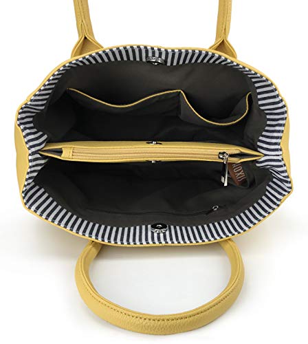 Hoxis Classical Office Lady Minimalist Pebbled Faux Leather Handbag Tote/Magnetic Snap Purse (Coffe) - Image 5