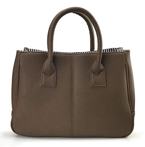 Hoxis Classical Office Lady Minimalist Pebbled Faux Leather Handbag Tote/Magnetic Snap Purse (Coffe)