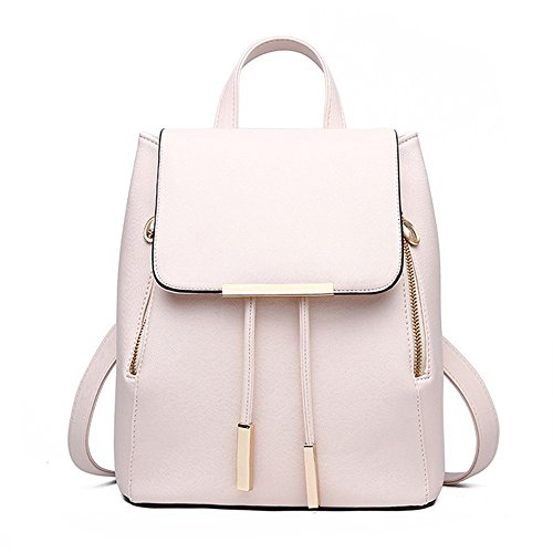 Huabor Women Fashion Backpack purse Ladies Shouder Bag Cute Girls Teen PU Leather Trave Bag (Beige)