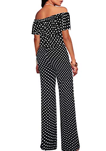 HYBRID Women's Dressy Elegant Comfy Stretch Pull On Off Shoulder High Waist Wide Leg Pants Fashion Jumpsuit Romper - Image 3