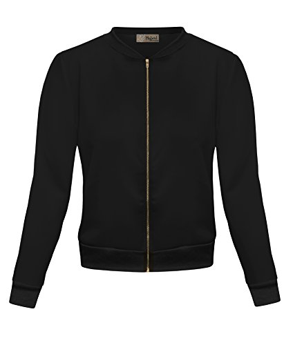 HYBRID Women's Fashion Color Casual Office Comfy Zip Up Bomber Jacket Made in USA
