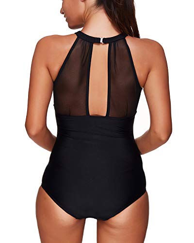 I2CRAZY Womens One Piece Swimsuits Mesh V Neck Monokini Bathing Suits Tummy Control Swimwear (Available in Plus Size) - Image 3