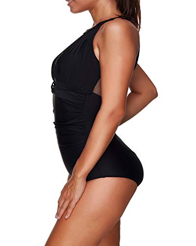 I2CRAZY Womens One Piece Swimsuits Mesh V Neck Monokini Bathing Suits Tummy Control Swimwear (Available in Plus Size) - Image 5