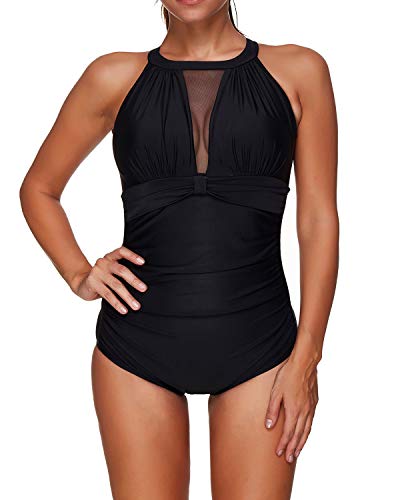 I2CRAZY Womens One Piece Swimsuits Mesh V Neck Monokini Bathing Suits Tummy Control Swimwear (Available in Plus Size) - Image 6