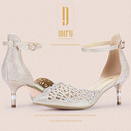 IDIFU Women's IN2 Candice Wedding Rhinestones Sequins Low Kitten Heels Pumps Dress Evening Shoes for Women Bridal Bride - Image 3