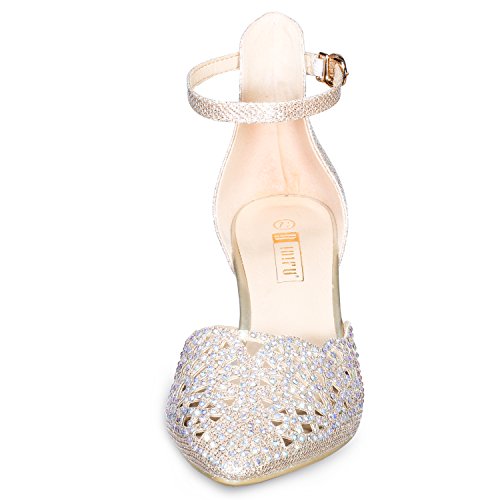 IDIFU Women's IN2 Candice Wedding Rhinestones Sequins Low Kitten Heels Pumps Dress Evening Shoes for Women Bridal Bride - Image 4