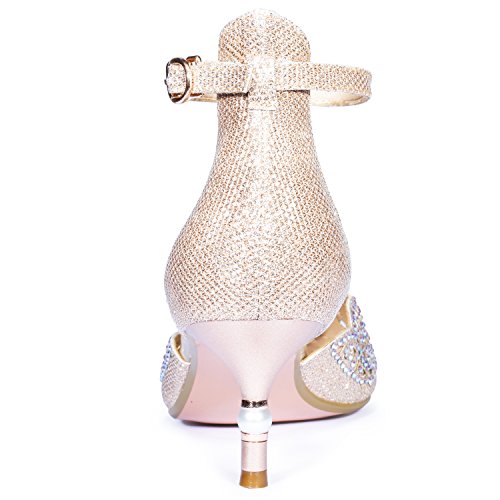 IDIFU Women's IN2 Candice Wedding Rhinestones Sequins Low Kitten Heels Pumps Dress Evening Shoes for Women Bridal Bride - Image 5