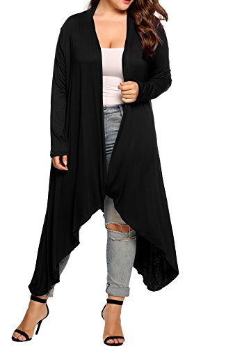 IN'VOLAND Women's Plus Size Cardigan Long Sleeve Open Front Drape Cardigans Lightweight Long Duster(L-5XL) - Image 3