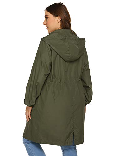 IN'VOLAND Women's Rain Jacket Plus Size Long Raincoat Lightweight Hooded Windbreaker Waterproof Jackets with Pockets - Image 5