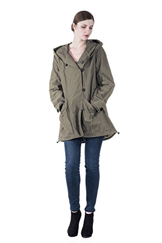 Infron IN FRONT Women Plus Size Elegant Hooded Single-Breasted Anorak Coat - Image 4