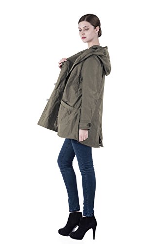 Infron IN FRONT Women Plus Size Elegant Hooded Single-Breasted Anorak Coat - Image 6