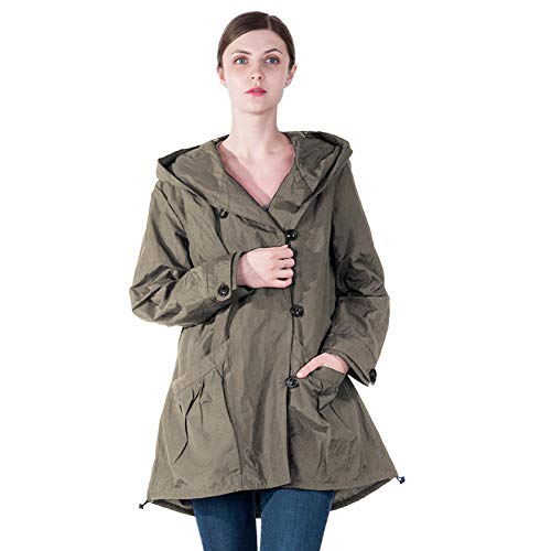 Infron IN FRONT Women Plus Size Elegant Hooded Single-Breasted Anorak Coat