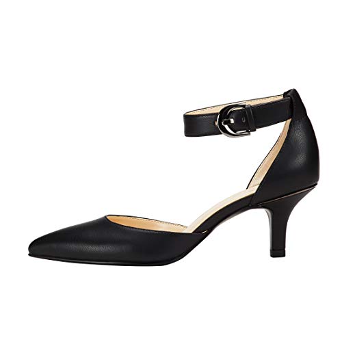 JENN ARDOR Women's Kitten Heel Pumps Ladies Closed Pointed Toe D'Orsay Ankle Strap Dress Stiletto - Image 3