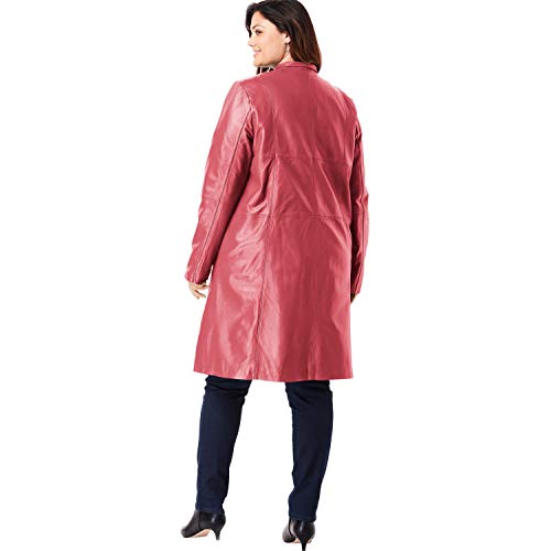 Jessica London Women's Plus Size Leather Swing Coat Leather Jacket - 12, Metallic Pewter Bronze - Image 3