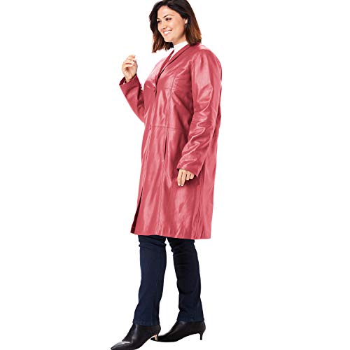 Jessica London Women's Plus Size Leather Swing Coat Leather Jacket - 12, Metallic Pewter Bronze - Image 4