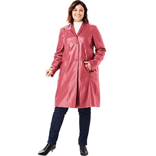 Jessica London Women's Plus Size Leather Swing Coat Leather Jacket - 12, Metallic Pewter Bronze - Image 5