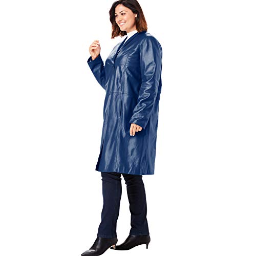 Jessica London Women's Plus Size Leather Swing Coat Leather Jacket - 12, Metallic Pewter Bronze - Image 7