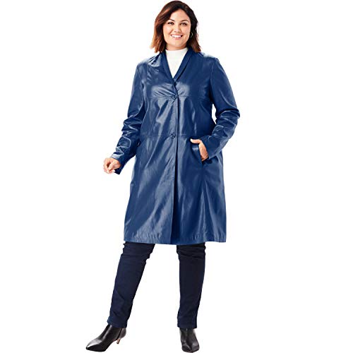 Jessica London Women's Plus Size Leather Swing Coat Leather Jacket - 12, Metallic Pewter Bronze - Image 8