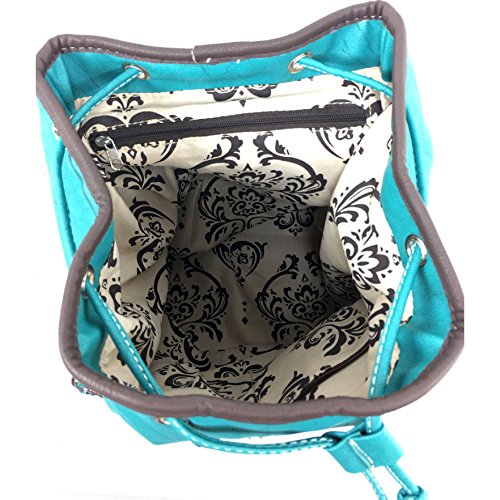 Justin West Trendy Western Rhinestone Leather Conceal Carry Top Handle Backpack Purse - Image 5