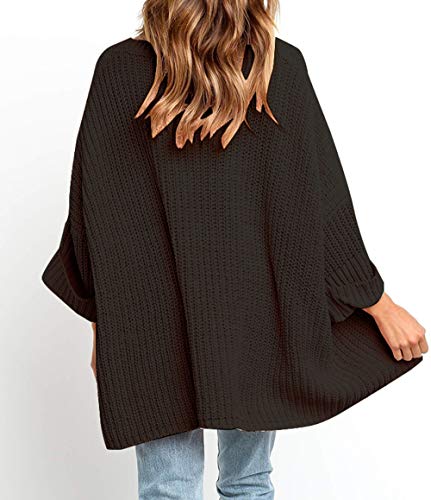 KIRUNDO Women’s Winter Long Knitted Sweater Dress Off Shoulder 3/4 Sleeves Oversized Loose Solid Color Pullover - Image 5