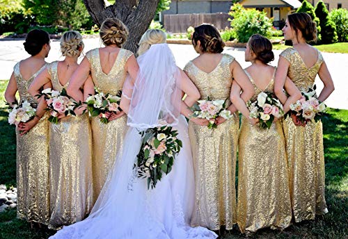 Kate Kasin Women Sequin Bridesmaid Dress Sleeveless Maxi Evening Prom Dresses - Image 6