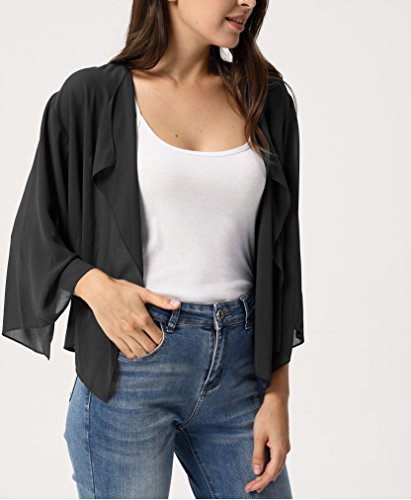 Kate Kasin Women Summer Cardigans Chiffon Loose Kimono Cardigan Capes Bolero Shrug - Image 4
