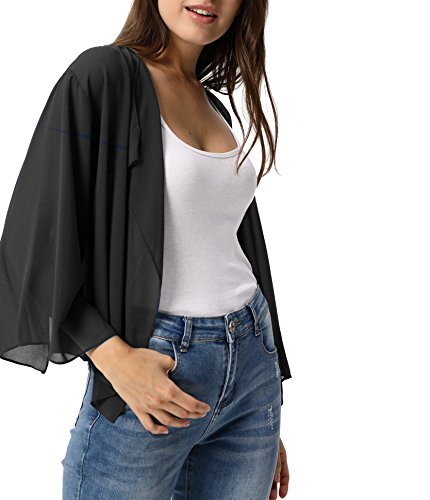 Kate Kasin Women Summer Cardigans Chiffon Loose Kimono Cardigan Capes Bolero Shrug - Image 5