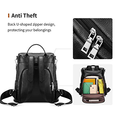Kattee Backpack Purse Leather Anti-theft Rucksack Shoulder Bag Travel Bag for Women Large Daypack - Image 3