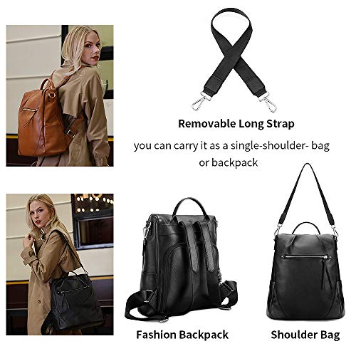 Kattee Backpack Purse Leather Anti-theft Rucksack Shoulder Bag Travel Bag for Women Large Daypack - Image 5