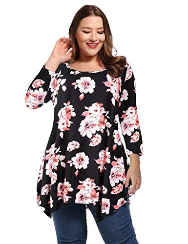 LARACE Plus Size Tops for Women 3/4 Sleeve Shirts Tunic Tops Loose Fit Basic Lady Clothes - Image 4