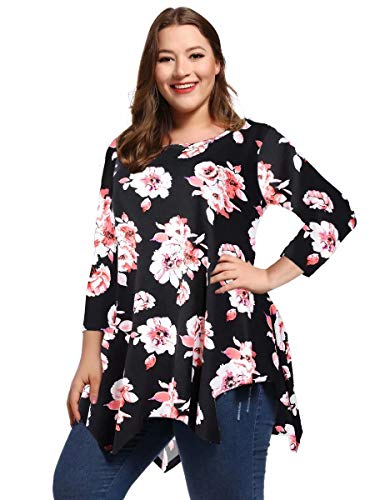 LARACE Plus Size Tops for Women 3/4 Sleeve Shirts Tunic Tops Loose Fit Basic Lady Clothes - Image 5