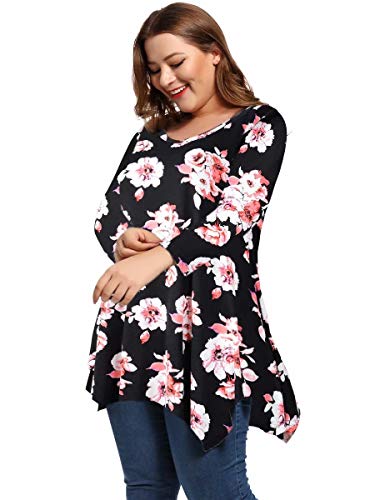 LARACE Plus Size Tops for Women 3/4 Sleeve Shirts Tunic Tops Loose Fit Basic Lady Clothes - Image 6