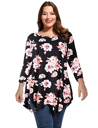 LARACE Plus Size Tops for Women 3/4 Sleeve Shirts Tunic Tops Loose Fit Basic Lady Clothes - Image 7