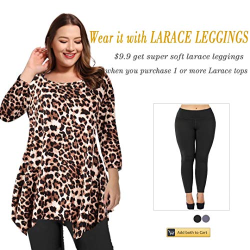 LARACE Plus Size Tops for Women 3/4 Sleeve Shirts Tunic Tops Loose Fit Basic Lady Clothes - Image 8