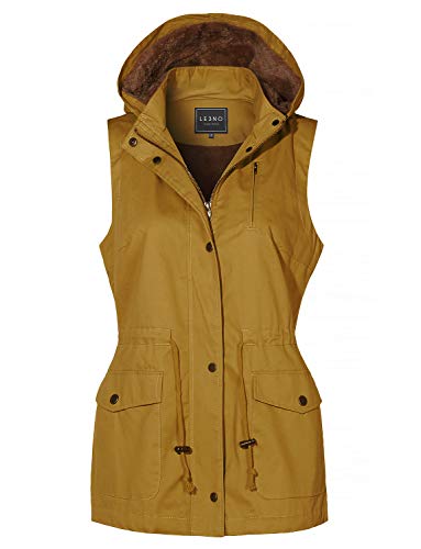 LE3NO Womens Lightweight Sleeveless Military Anorak Vest