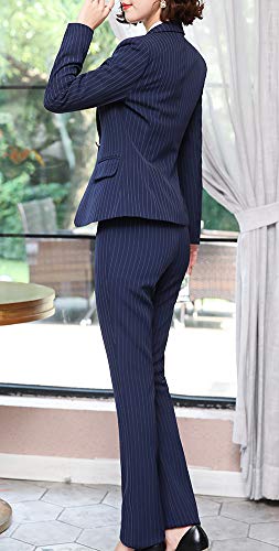 LISUEYNE Women’s Stripe Blazer Suit Slim Office Lady Business Set Blazer Jacket,Pant/Skirt - Image 3