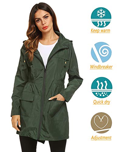 Lomon Women Waterproof Lightweight Rain Jacket Active Outdoor Hooded Raincoat - Image 3